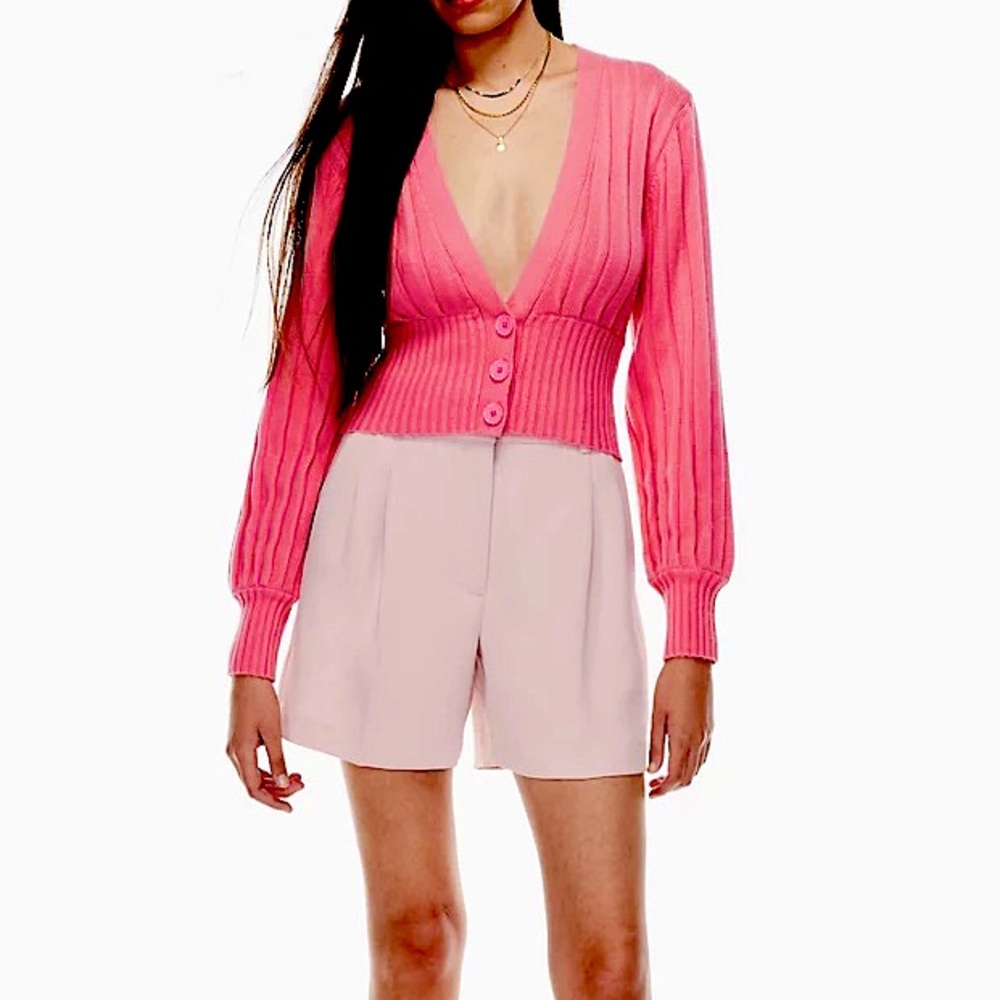 Aritzia Wilfred Plunge Front Cardigan - Hot Pink, Size L